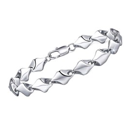 VNOX Stainless Steel Bracelet for Men - Special Irregular Geometric Rhombus Link Chain Bracelet for Men, Mens Silver Bracelets Metal Wrist Jewelry Trendy Gifts for Boyfriend Teen,7.5 Inch
