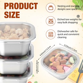 Yiyiring 6 Pcs Stainless Steel Food Storage Containers with Lids Metal Lunch Bento Box Reusable Stackable Meal Prep Container for Kitchen Picnic Travel Dishwasher Safe (13.5 oz)