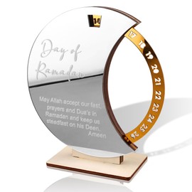 Rotatable Ramadan Advent Calendar Eid Mubarak Countdown Calendars Wooden Acrylic Round Ramadan Calendar Muslim Festival Reminder Desktop Decor Islamic Decorations for Home Islam Kareem Party Supplies