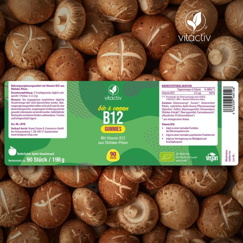 Vitactiv Vitamin B12 Gummies Organic & Vegan - 90 Fruit