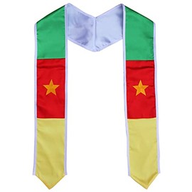 Del Mex Graduation Country Flag Stole Embroidered Sash Scarf (Cameroon)