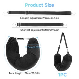 AHRLIC Soft Stuffable Neck Pillow for Travel Multifunctional U-Shaped Cushion Fillable with Clothes for Extra Luggage Space, Elastic Fleece, Adjustable Straps for Airplane, Camping, Train,Hiking Black