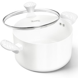 MICHELANGELO Stock Pot with Lid - 6 QT. Soup Pot with Lid, Nonstick Ceramic Cooking Pot, Easy to Clean, All Cooktops Compatible, White