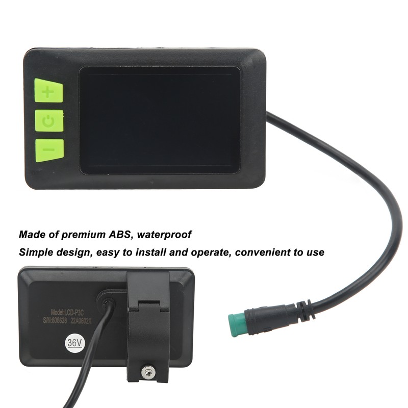 Electric Bike LCD Display Meter ABS 22.5mm 24V 36V 48V