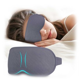 Halenmou Sleep Mask for Side Sleepers,100% Light Blocking, Adjustable - Zero Pressure, Memory Foam Eye mask for Travel, Yoga and Night use Available for Both Men and Women (Gray)