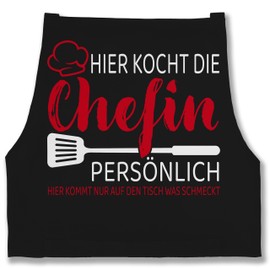 Shirtracer - Apron - Cooking Apron Ladies 1 - Hier kocht die Chefin persönlich - Gift Women Funny Chef Hobby Chef Kitchen Gift, 1 black