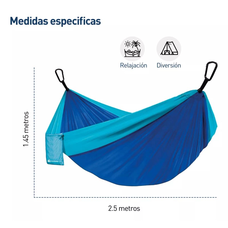 Bluelander Hamaca Camping Portátil Azul + Kit De Instalación