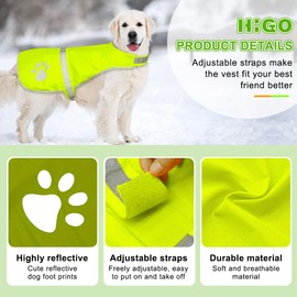 Reflective Dog Vest - High Visibility Dog Hunting Vest Fluorescent Dog Jacket Adjustable Dog Safety Vest Lightweight Dog Apparel for Outdoor Activities Walking, Camping(Green, Large)