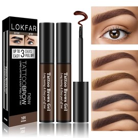 LSxia 2 Pcs Peel Off Eyebrow Gel Set, Natural Color Eye Gel Long-Lasting Waterproof Brow Tattoo, Easy Peel Off Brow Makeup - Up To 3 Days (Brown)