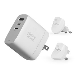 Native Union Fast GaN Charger PD67W – Ultra-Compact Three-Port Power Delivery Enabled USB-C & USB-A Travel Charger – Up to 67W – MacBook Pro, iPads, iPhones, Pixel, Galaxy & More (White)