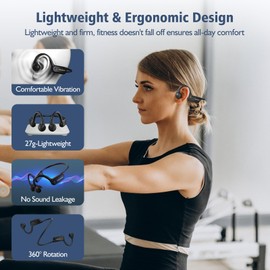 Bone Conduction Headphones,Open ear Bluetooth 5.2 Waterproof Running headphones with Mic,Type c,10H Playtime for Running,Gym,Cycling,Workout. (Black)