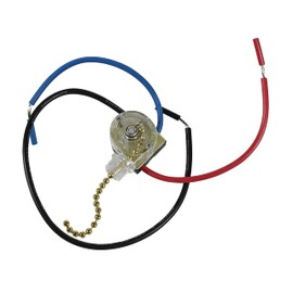 HQRP Ceiling Fan Switch Compatible with Zing Ear ZE-110, Harbor Breeze 0101870 3-Way 3-Wire Pull Chain Fan Light Switch with 3 Pre-Installed Wires, UL Listed