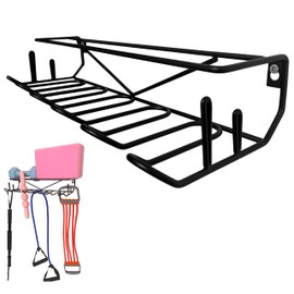 Gym Equipment Storage Rack - 6 Prongs Multi-Purpose Home Gym Organization Storage Wall Mount for Resistance Bands, Jump Ropes, Lifting Belt, Chains, Space Saving Commercial or Home Gym Accessory