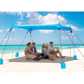 Gorich Beach Tent Sun Shelter with 8 Sandbags, UPF50+ Protection & Windproof Pop Up Beach Canopy Tent Sun Shade for Family, Travel & Camping, Easy Setup Canopy Umbrella