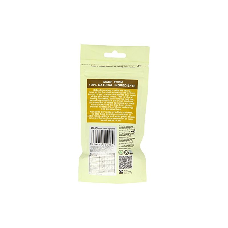 Quality Sprinkles Pearlised Rainbow Sugar Strands Sprinkles 100 g (Pack