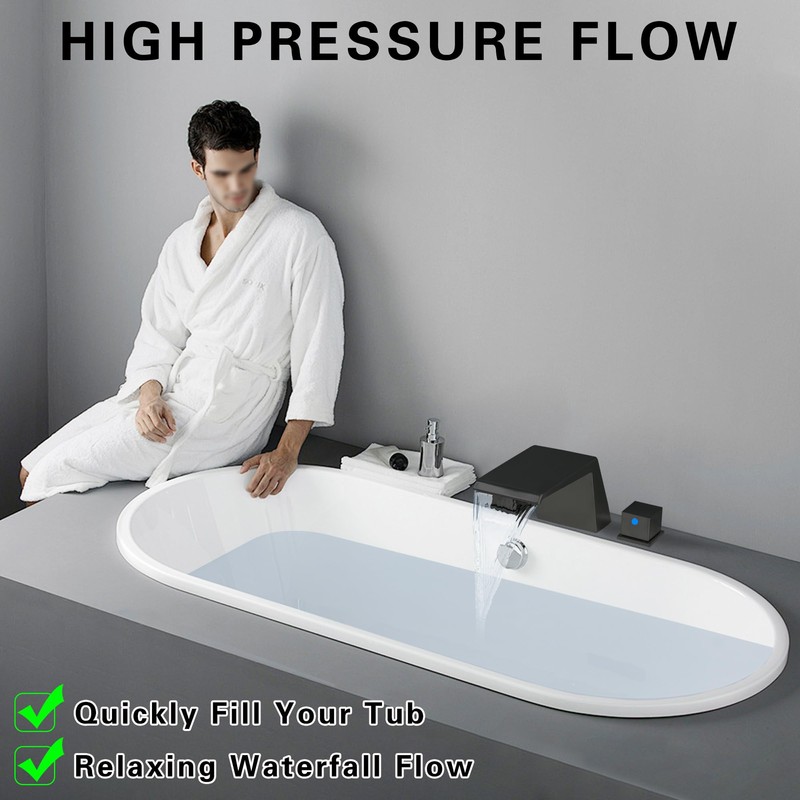 LIWEIKE Deck Mount Tub Faucet, Roman Tub Faucet Set 3