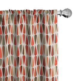 Ambesonne Retro Window Curtains, Sixties and Seventies Style Geometric Round Shaped Repeated Symmetric Design, Lightweight Decor 2-Panel Set with Rod Pocket, Pair of - 28" x 63", Orange Cream