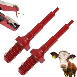 CYTGOUPER 2 PCS Ear Tag Nail,Universal Stainless Steel Ear Tag Pin,Compact and Lightweight Ear Tags Tools for Cattle Sheep Pigs Sheep Cows Livestock Marker Tools(Red)