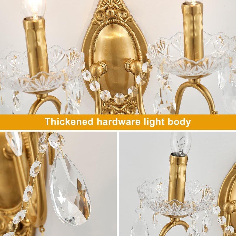 Ondersley Crystal Wall Sconce, Gold Wall Sconces, Gold Sconces Wall