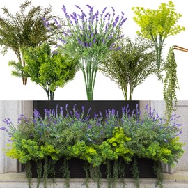 PARTY JOY 12 Bunches Artificial Fall Flowers, Fake Plants Outdoor, Fake Bushes UV Resistant Artificial Flowers Greenery Shrubs Faux Greenery for Outdoor Garden Patio Front Porch Yard Decor