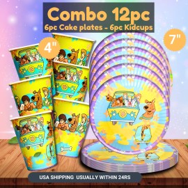 Unbranded scooby doo 2pc table cover cloth party supplies decoration balloons birthday - 12PC TABLEWARE SET