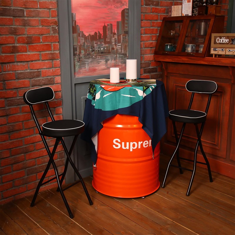 Thyle Folding Stool Cushioned Padded Folding Stool Foldable Bar Stool