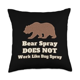 Funny Camping Things Funny Camping Bear Work Like Bug Spray Throw Pillow, 18x18, Multicolor