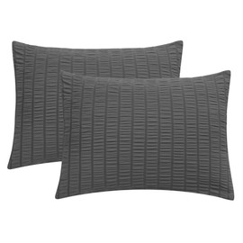 JELLYMONI Charcoal Grey Seersucker Pillowcases Set of 2, Standard Size Soft & Breathable Pillow Covers with Envelope Closure, Microfiber (Pillows Not Included)