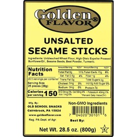 Golden Flavor - Unsalted Sesame Sticks - 28.5 oz bags (2 Pack)