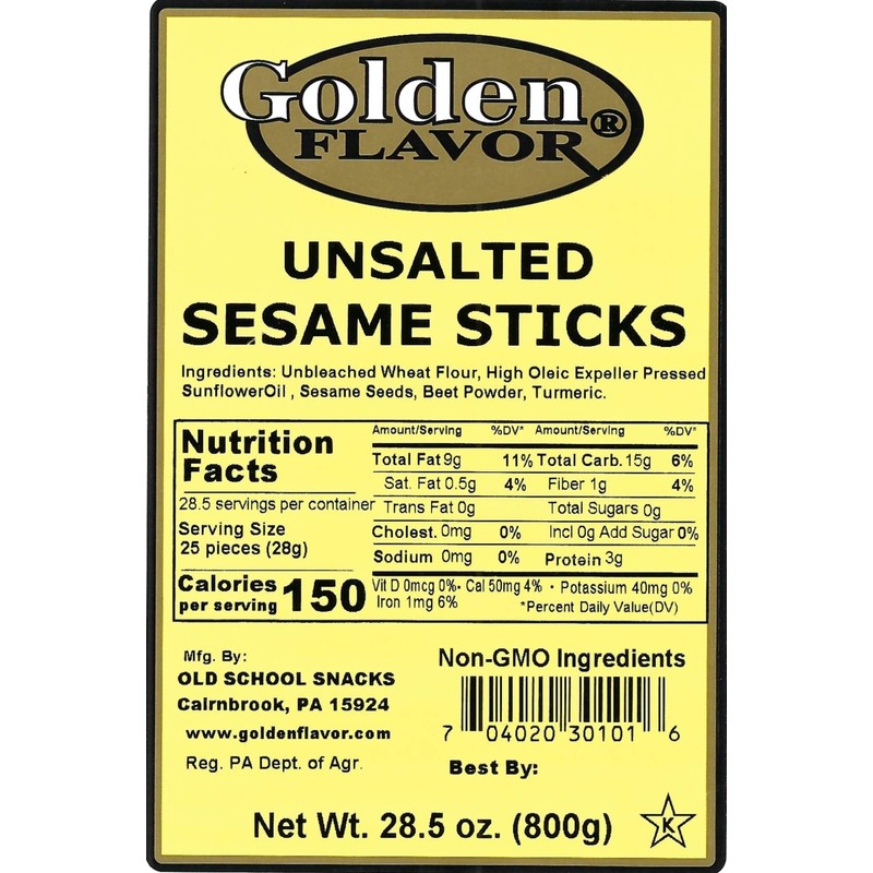 Golden Flavor - Unsalted Sesame Sticks - 28.5 oz bags