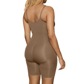 SHAPERX Shapewear for Women Tummy Control Bodysuit Mid Thigh Butt Lifter Body Shaper Shorts,SZ5218-Brown-L/XL