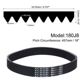 QUARKZMAN V-Ribbed Belt 180J 8 Teeth PJ Drive Belt EPDM Rubber Poly Drive Motor Belt Belt V-Ribbed Belt for Household Appliance Vehicle Maintenance Agricultural Machinery Industrial Equipment