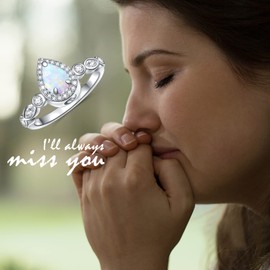 925 Sterling Silver Teardrop Urn Rings Hold Loved Ones Ashes, Blue Opal Cremation Keepsake Urn Ring Memorial Jewelry Gift for Ashes for Women, Sterling Silver, sterling silver