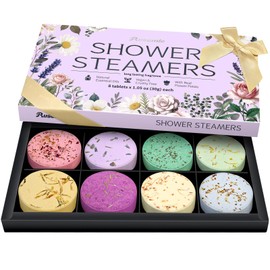 Shower Steamers Aromatherapy Birthday Gifts for Women - 8 Pcs Mothers Day Gifts for Mom Wife Daughter Grandma, Self Care with Natural Essential Oils Relaxation Home Spa Gift Set (Purple)