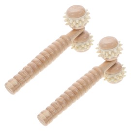 IWOWHERO Handheld Back Massager Stick Wooden Muscle Roller for Face Neck Shoulder and Back Natural Wood Massage Ball Set