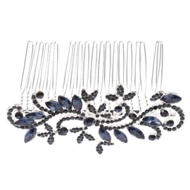 Garneck Navy Blue Rhinestone Hair Comb - Elegant Vintage Bridal Hair Accessories for Women - for Weddings and Engagements Stylish Navy Blue Hair Clips and Fascinators