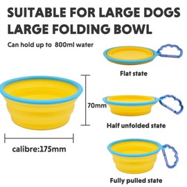Collapsible Dog Bowl,Travel Portable Dog Bowl(800ml) Silicone Foldable Travel Bowl/Pet Food Bowl/Cat Water Bowl/Silicone Pet Expandable Bowls + Carabiners