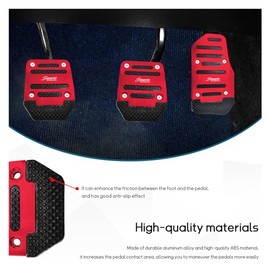 Augeny - Juego de 3 almohadillas antideslizantes para pedales de coche, cubiertas de aluminio para pedales de freno de transmisión manual para conducción segura, repuesto universal para pedales de