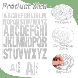 15 Sheets Silver Letter Stickers 780 Pcs Glitter Capital Letters Large Self-Adhesive Vinyl Alphabet Stickers Stick on Letters for Mailbox Water Bottles Bulletin Board Craft Decor(Silver,1 Inch 2 Inch)