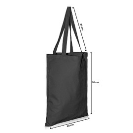 IMFAA Large 100% Cotton Canvas Reusable Shoulder/Hand Tote Shopping Bags in Different Designs (Black, 10)