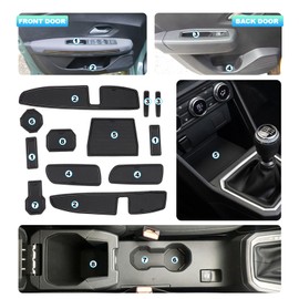 CDEFG Compatible with Dacia Sandero 3 / Sandero Stepway III 2021-2024, Rubber Mats Centre Console Non-Slip Mats Non-Slip Cup Holder Rubber Mat Armrest Sandero 2024 Accessories (Black)