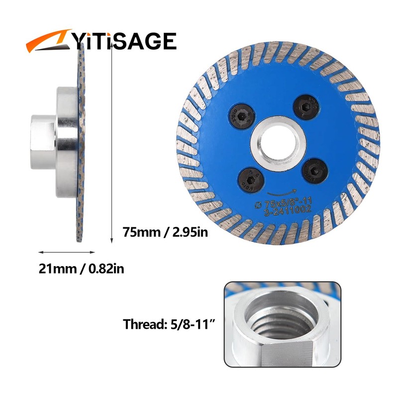 YITISAGE 3 inch Tile Diamond Saw Blade Turbo Segment Carving