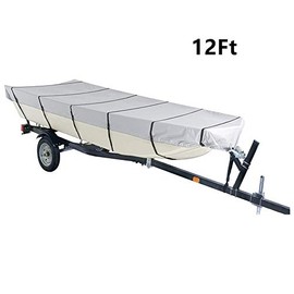 munirater 12Ft Boat Cover Waterproof Heavy Duty Trailerable Replacement for Jon Boat Grey