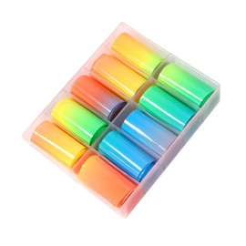 Healeved Fluorescent Transfer Paper Set DIY Manicure Decor Colorful Sky Nail Stickers for Almond Press Nails