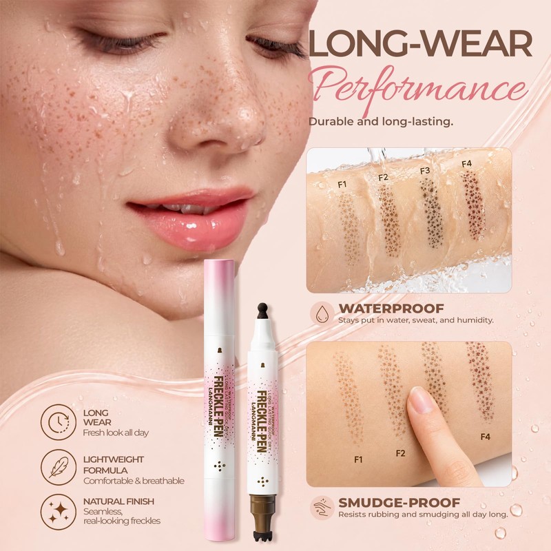 2 Pcs Dual-Ended Freckle Stamp Pen,Sponge Stamp & Precision Tip,02+02