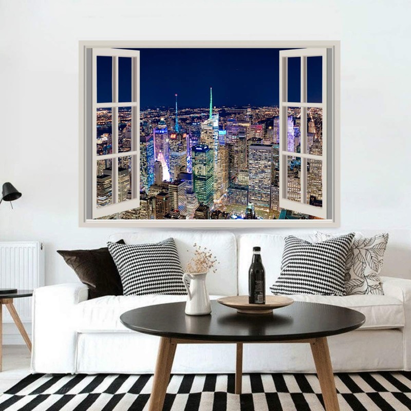 ND Night View Tapestry Scenic Landscape Skyscraper Large Size Room