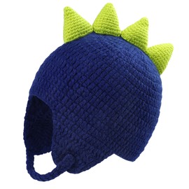 Bigwow - Gorro de invierno para niños pequeños, diseño de dinosaurio, Azul marino, 4-7 Años