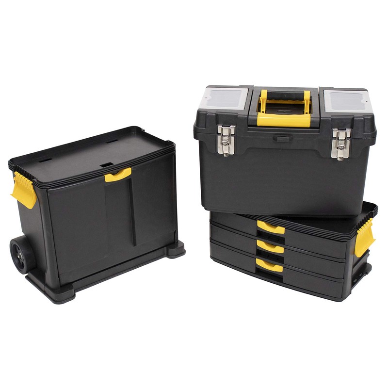 Erie Tools Portable Toolbox Organizer with Foldable Auto-Locking Handle &