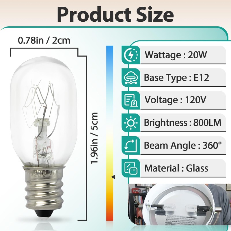 Gfdoso 2Pcs 20W 120V Incandescent Bulb Replacement for Conair RP34B