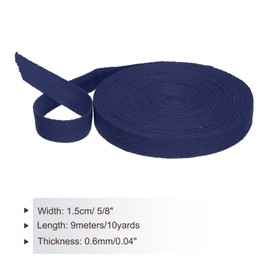 PATIKIL Cotton Webbing Tape, 15 mm x 9 m, Bias Tape, Cotton Seam Tape, Twill Tape, Hemming Tape, Fabric Tape, Woven Tape for Sewing for DIY Crafts, Knitting Packaging, Navy Blue